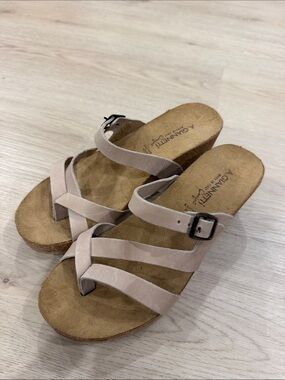 A. Giannetti 7.5 Blush Strap Wedge Sandals